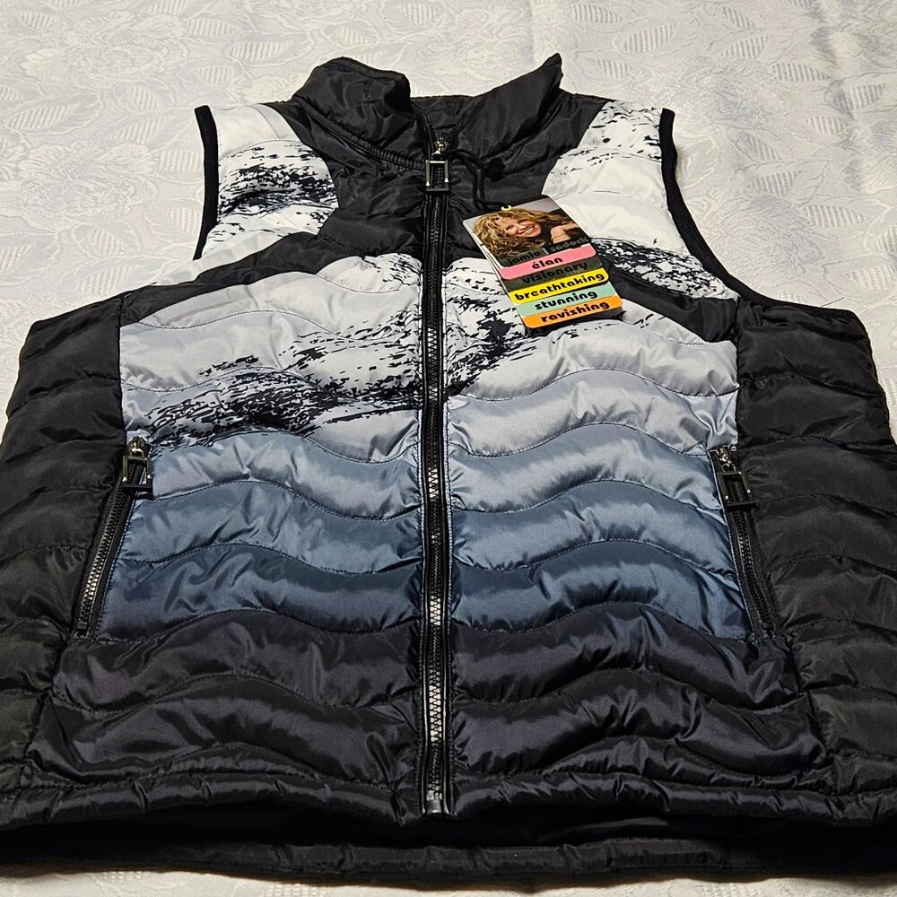 Designer~~Jamie Sadock~~Puffer Vest~~Black Ombre~~Full Zip~~Pockets~~Size L~~NWT